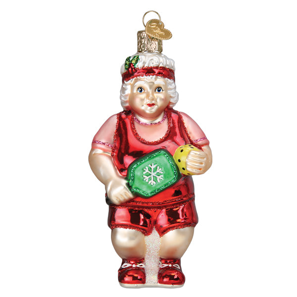 Pickleball Mrs. Claus Ornament