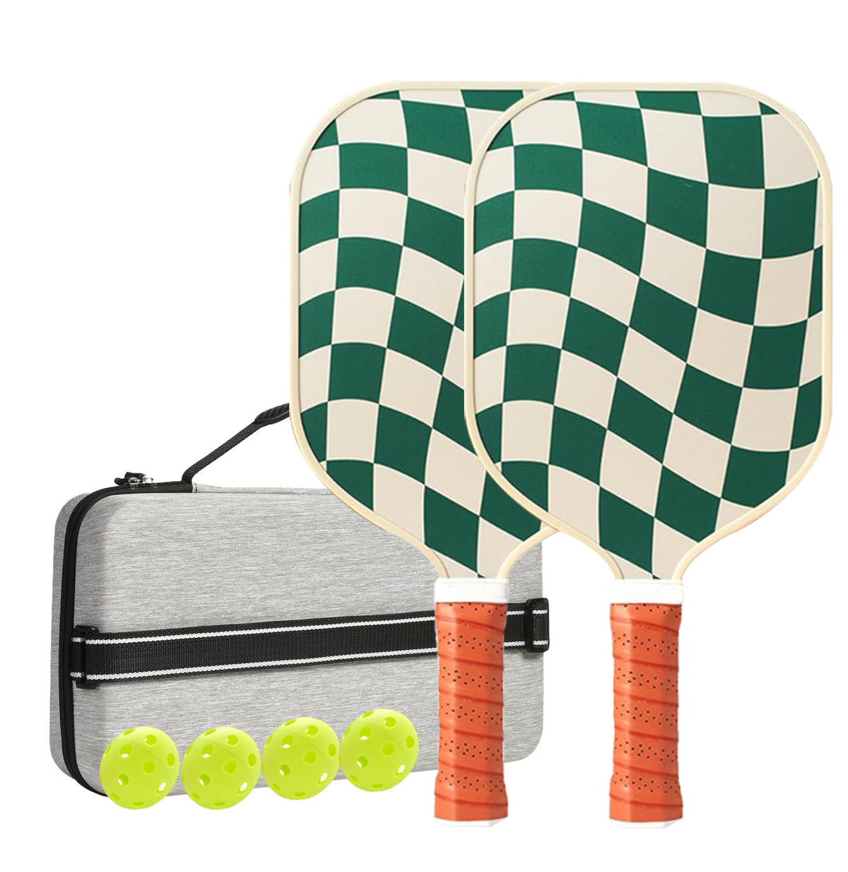 Paddle Up Wave Check Carbon Pickleball Paddle Set – 2 Paddles, 4 Balls & Bag