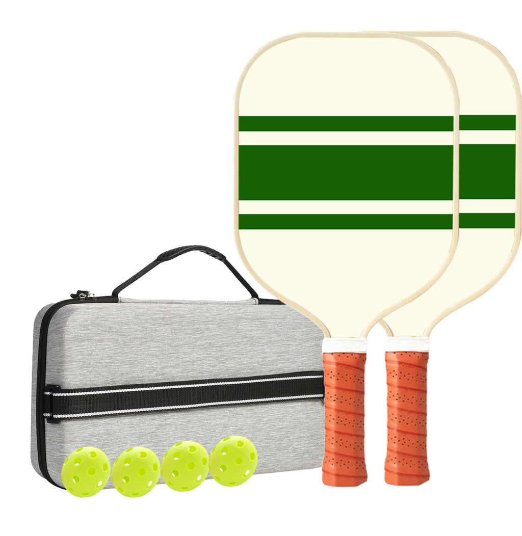 Paddle Up Court Stripe Carbon Pickleball Paddle Set – 2 Paddles, 4 Balls & Bag