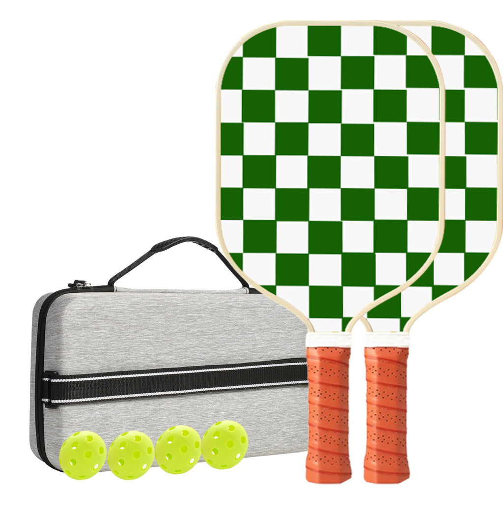 Paddle Up Classic Check Carbon Pickleball Paddle Set – 2 Paddles, 4 Balls & Bag
